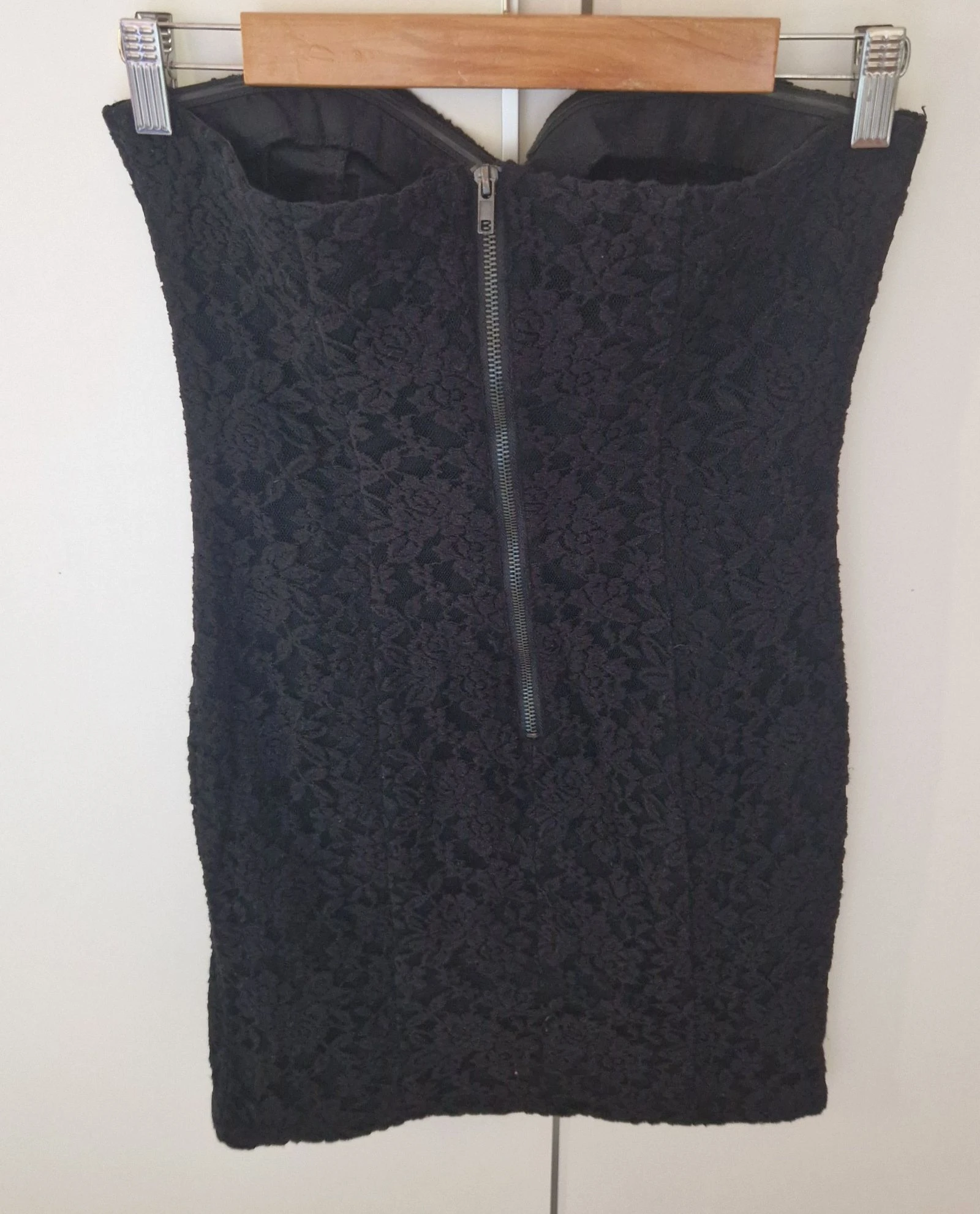 Vestido negro palabra de honor encaje Blanco M – photo 5